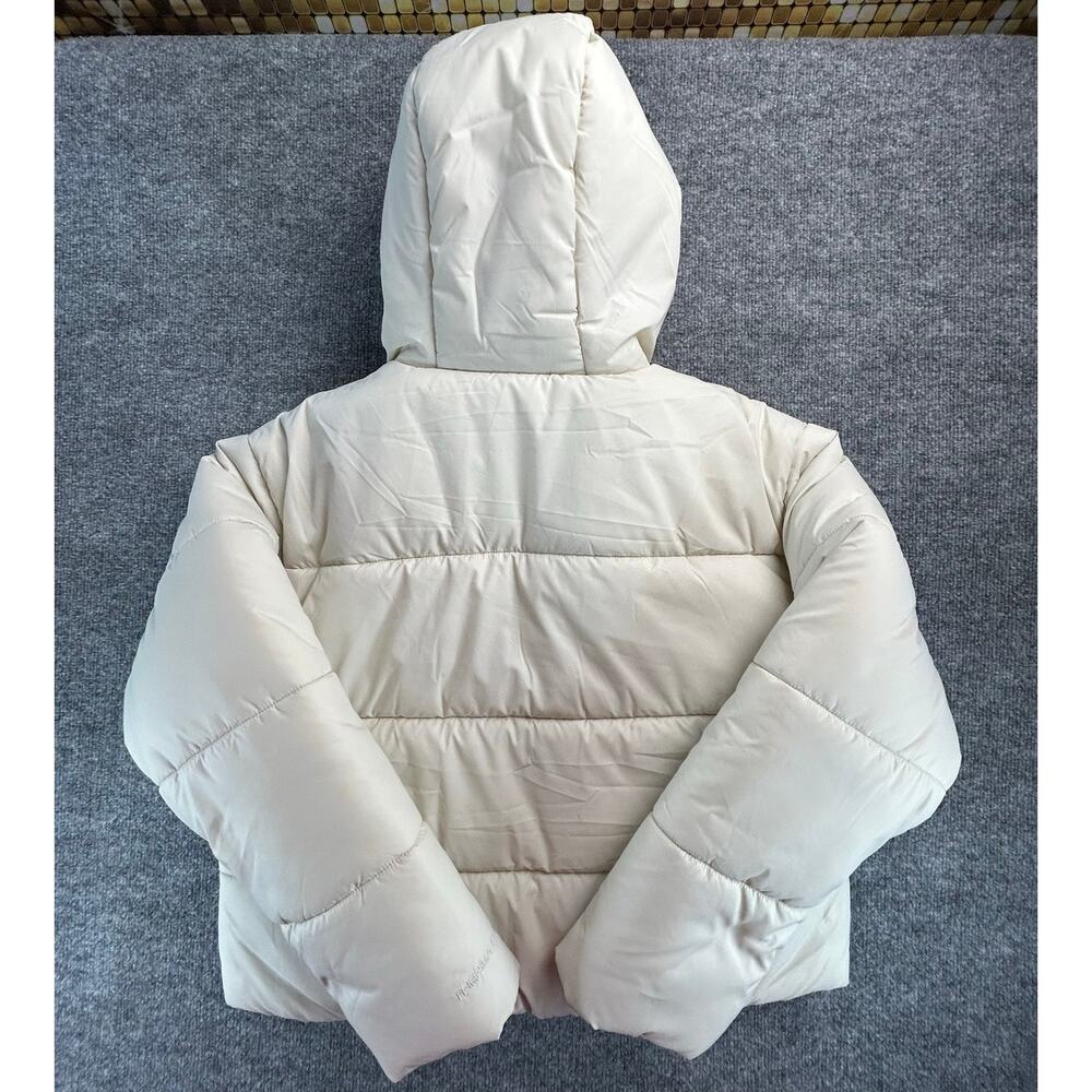 Nike Therma-FIT Hooded Puffer Jacket Women's L Ivory Cream Full Zip Winter Coat - Picture 2 of 7